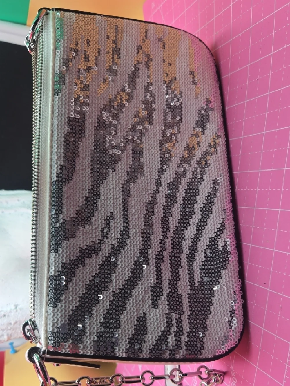 Michael Kors Empire Opt/Silver Medium Chain Pouchette - Picture 2 of 9